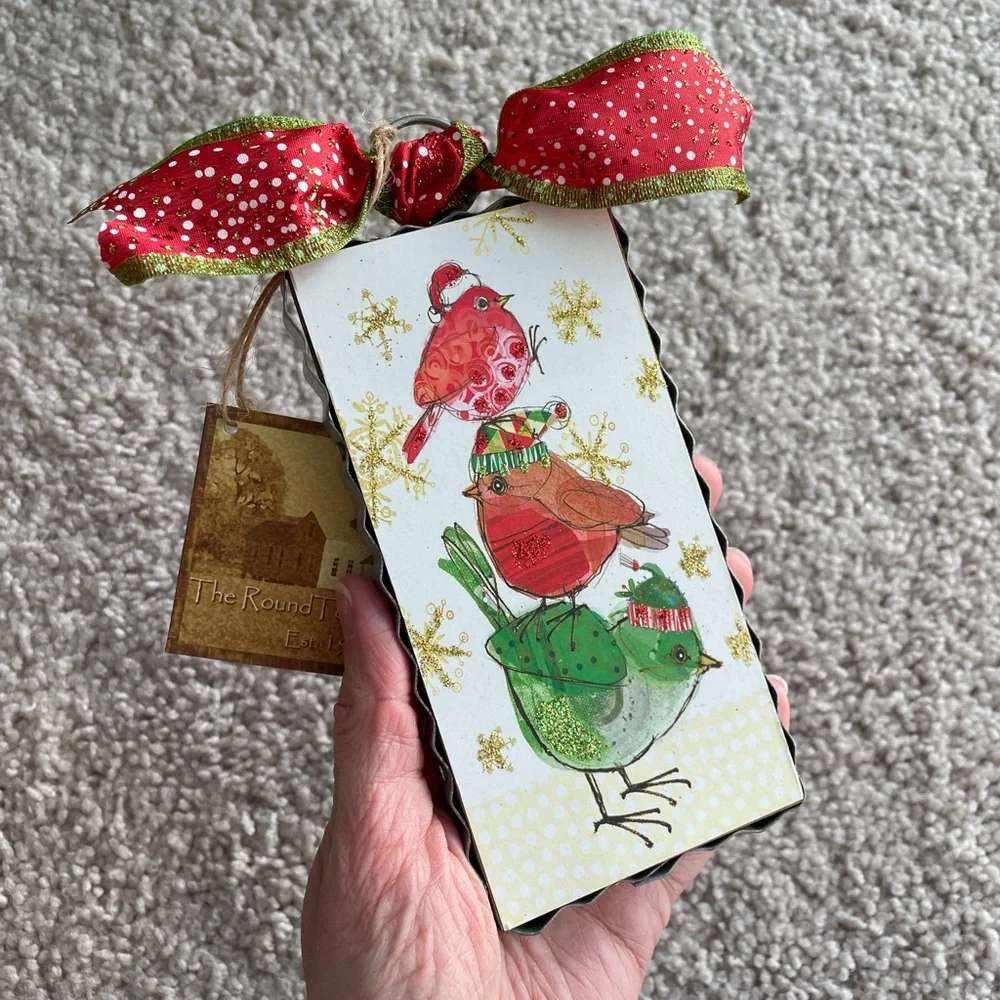 The Round Top Collection Holiday Birds Glitter Bow Mini Gallery Ornament